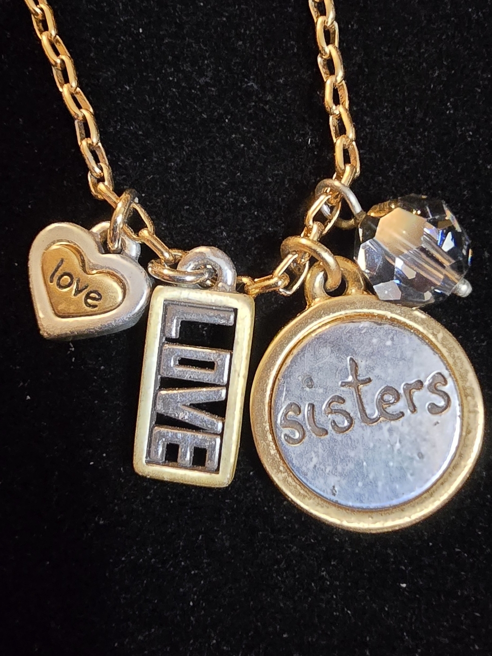 Brighton Gold-Tone "Sisters" Charm Necklace with Love Accents
